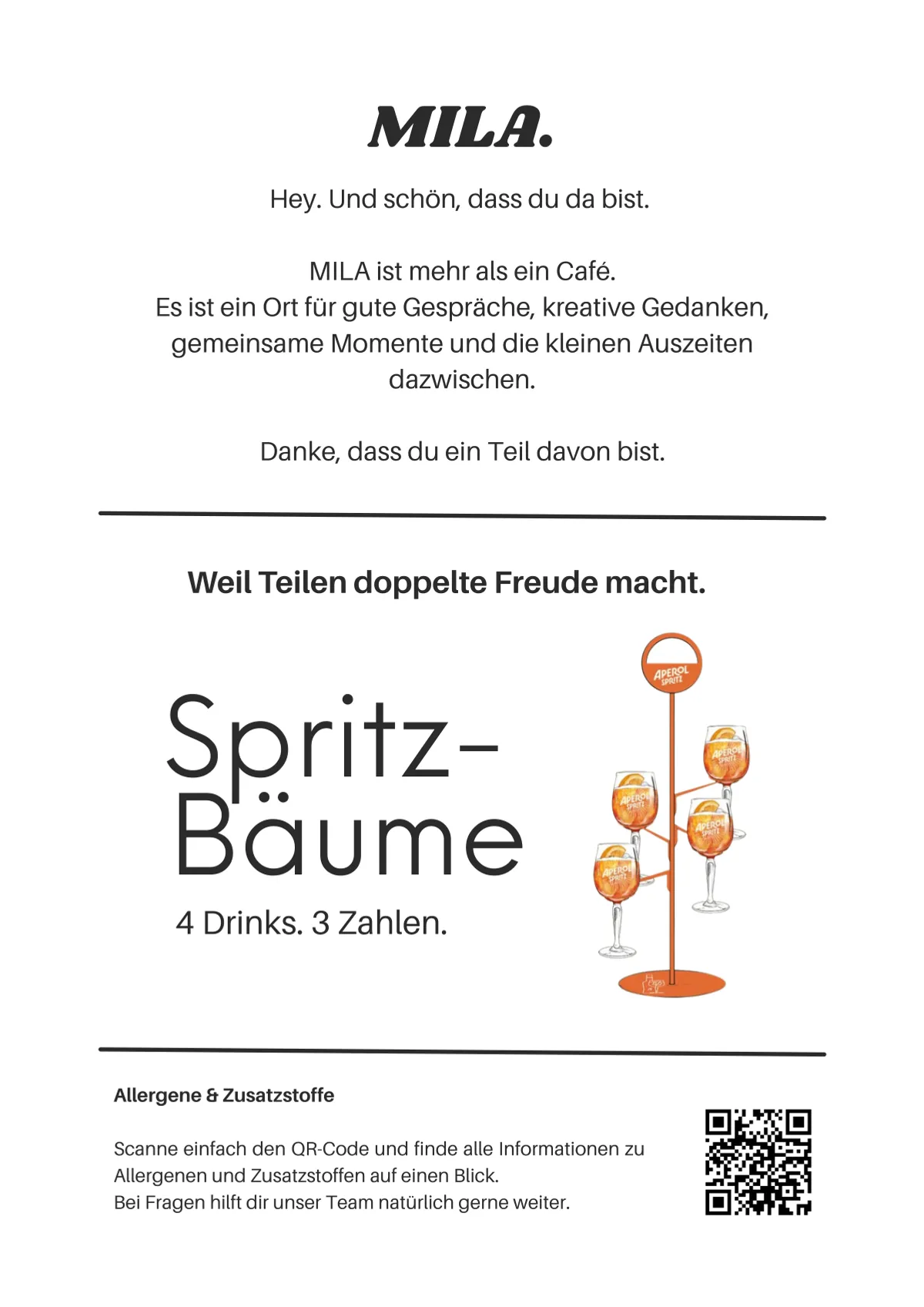 MILA. Menü, Seite 1